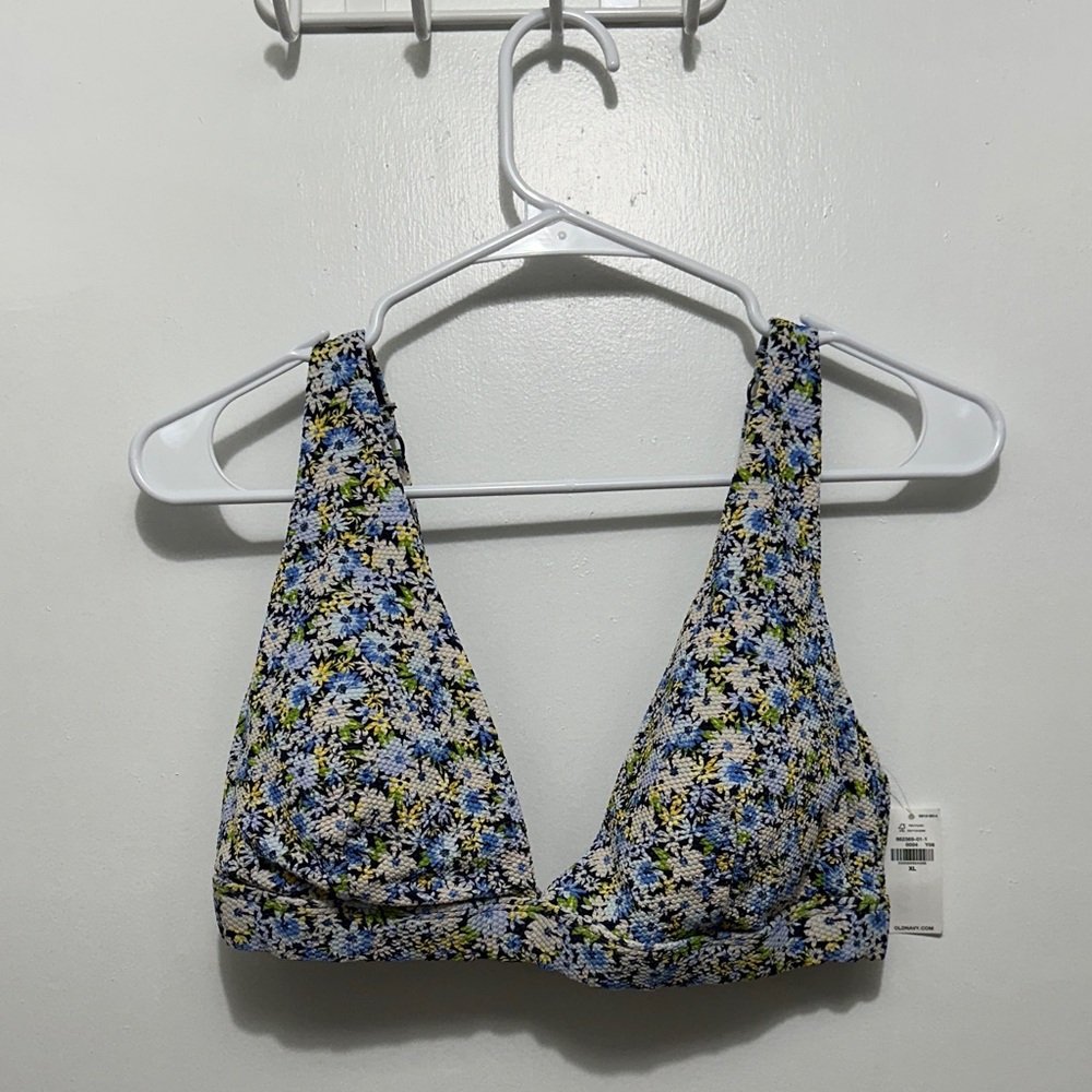 Old Navy Blue and Yellow Floral Bikini Top